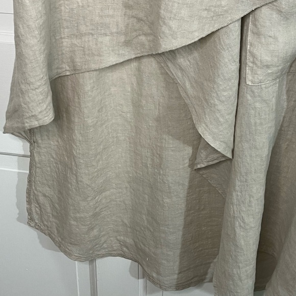 Stella Milani 100% Linen Asymmetric Lagenlook Artsy Boho Dress Tunic Ruffle M - Picture 6 of 15